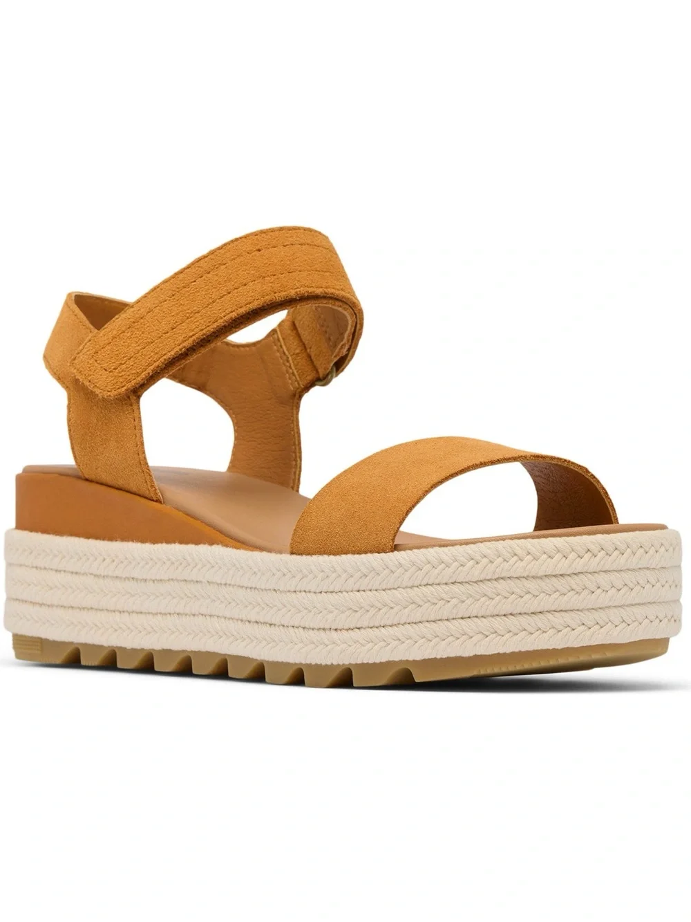 SOREL Cameron Flatform Sandals Canyon Gold Suede Platform Women’s 9.5
